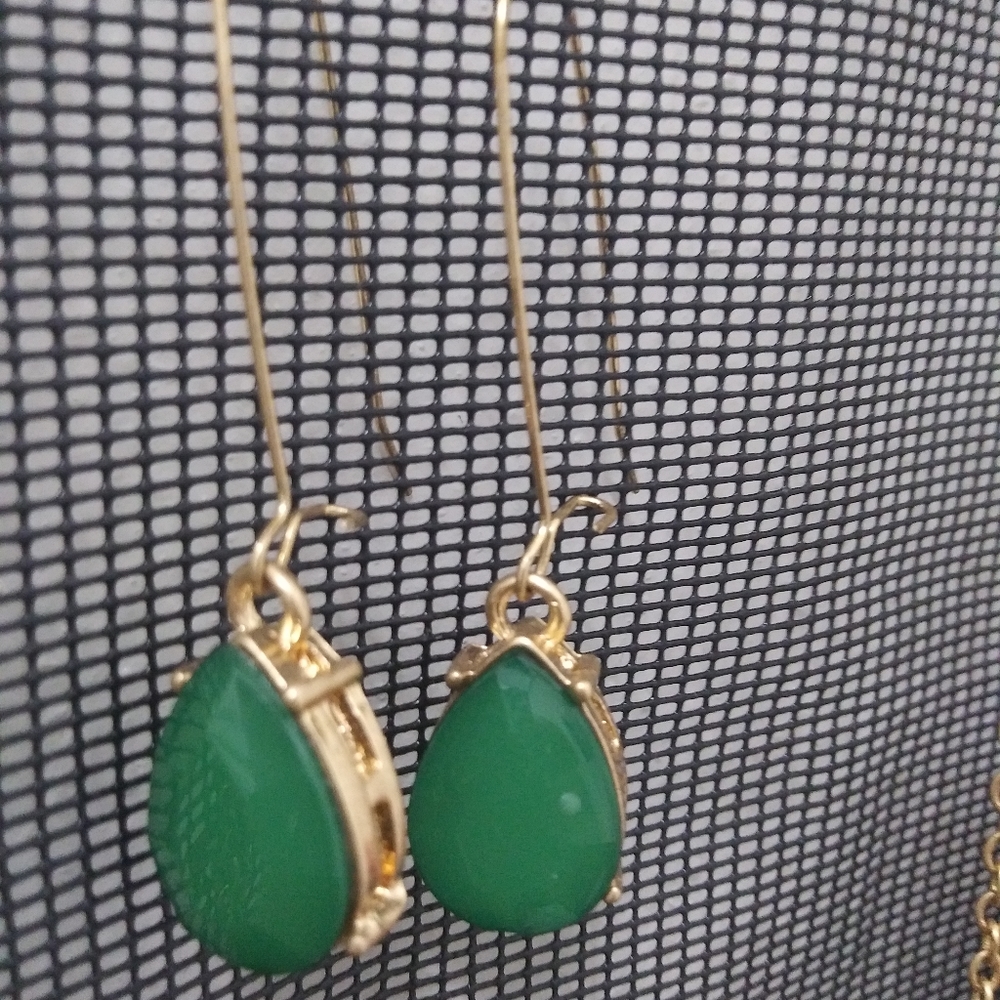 Green dangly earrings
